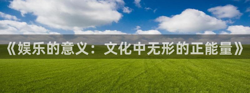 赢彩网股份：《娱乐的意义：文化中无形的正能量》
