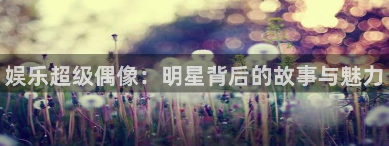 赢彩网5招商：娱乐超级偶像：明星背后的故事与魅力